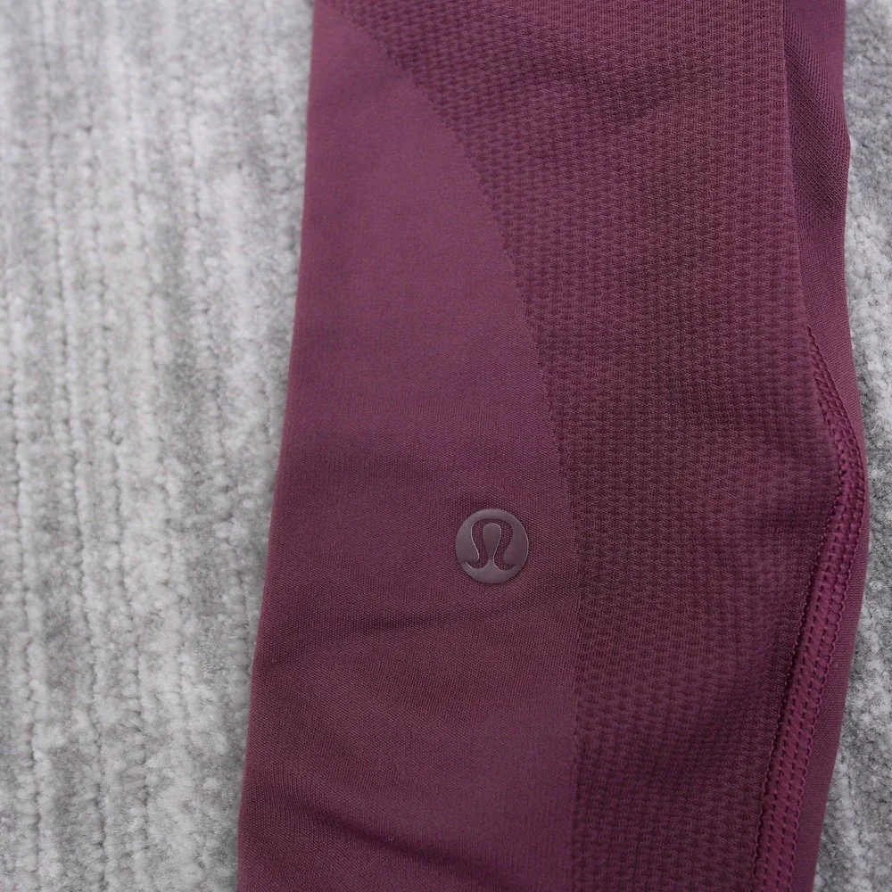 Lululemon Ebb to Street Tight 21 Burgundy Plum Seamless Mesh Leggings Womens 2